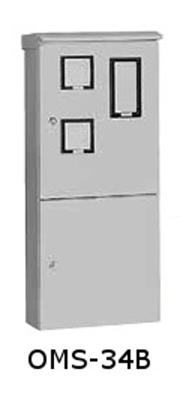 日東工業 OOMS-34B 引込計器盤キャビネット 屋根付・2段扉 水切り、防塵・防水パッキン付 ヨコ500mm タテ1100mm フカサ200mm 塗装色:選択してください。 インボイス対応・領収書発行可