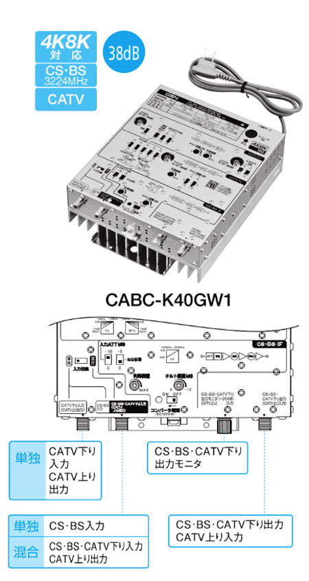 新4K8K 衛星放送対応 CS.BS.CATV双方向ブースタ cabc-k35w - 通販