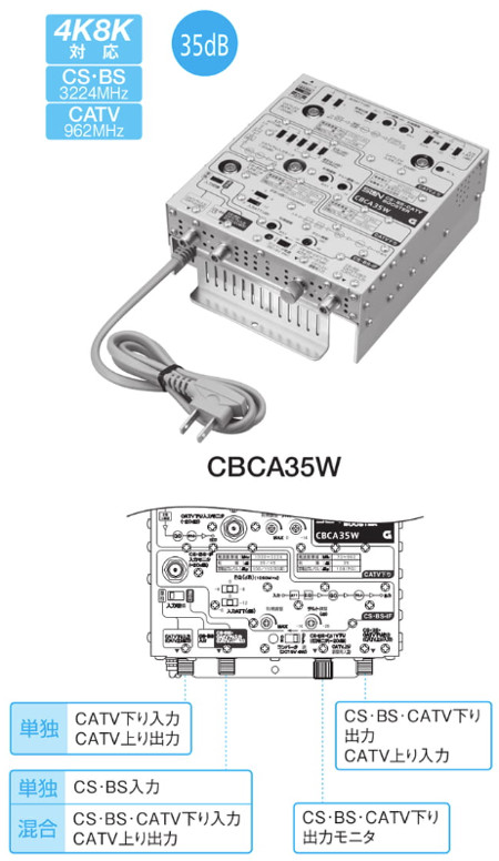 新品ブースタサン電子35db型 CS・BS・CATV双方向 CABC2635W