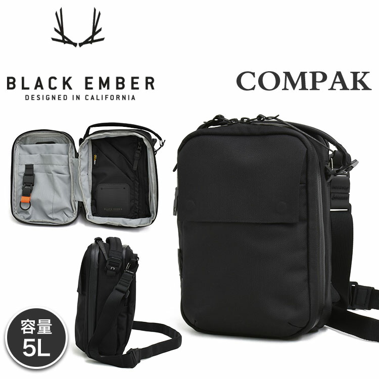 【百貨店SALE人並み外れた必要経費～11(木)1:59まで】 ブラックエンバー コンパック ショルダーバッグ 5L 御徒面子 上半身御徒面子 メンズ レディース 通学 通い 黒いこと 黒 小さめ BLACK EMBER KOMPAK