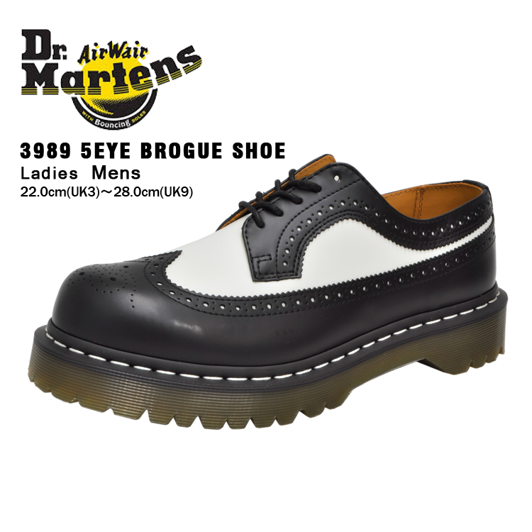 dr martens black and white brogues