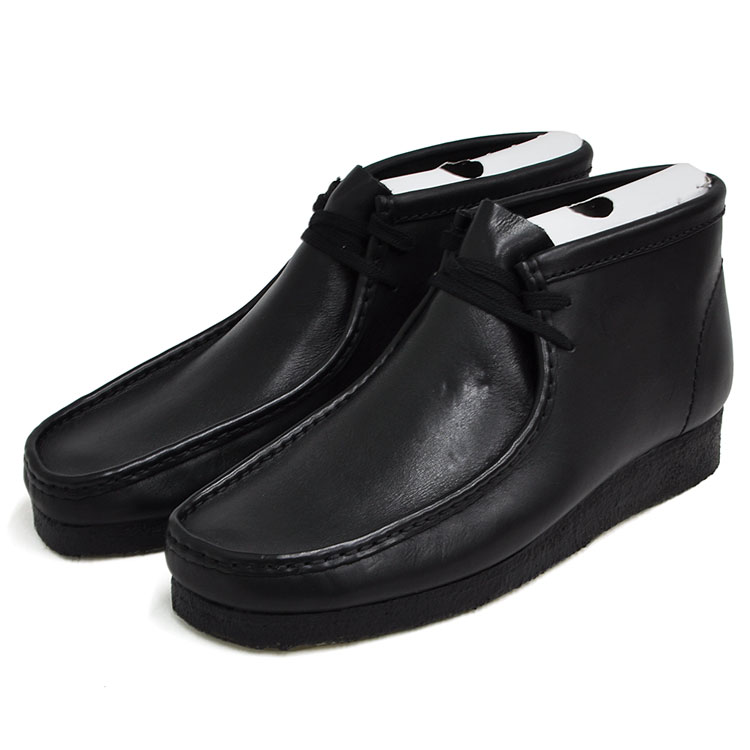 clarks wallabee leather black