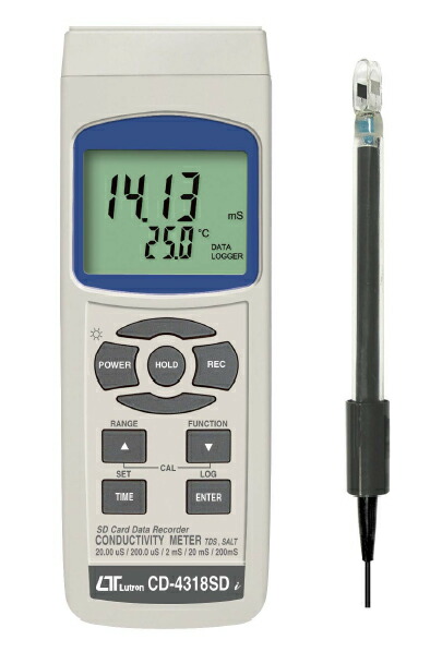 SDカードリアルタイムデータロッガ、TDS+ソルト+導電率米突 CD-4318SD 医薬品・コンタクト・介護-身体測定器・医療計測器-その他