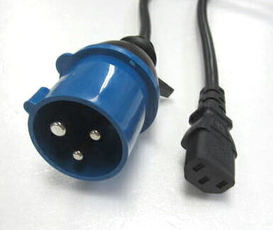 IEC60309-16A-250Vオス→C13+3Mケーブル