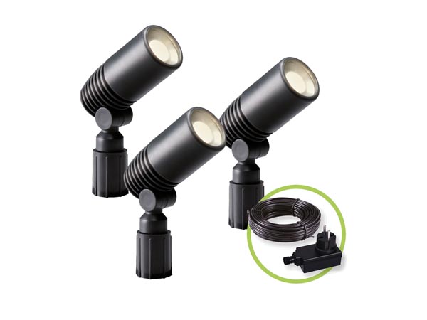 GARDEN LIGHTS - ALDERセット(3本) - スポットライト- 12V-120lm-2W-3000K-専用電源付