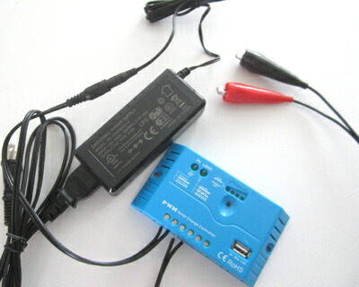 12V鉛蓄電池用充電セット-充電コントローラ+PSE認証電源