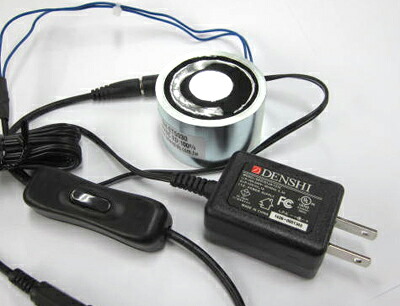 電磁石(12VDC-直径50mm-40kg)+電源+スイッチ付