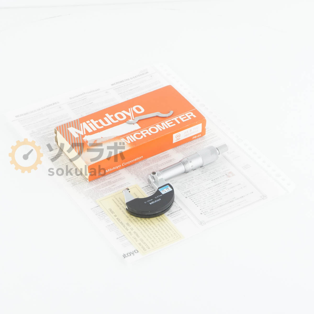 【中古】[DW]8日保証 Mitutoyo M310-25 102-301 MICROMETER 標準外側マイクロメーター 0-25mm 0.01mm [07782-0012]