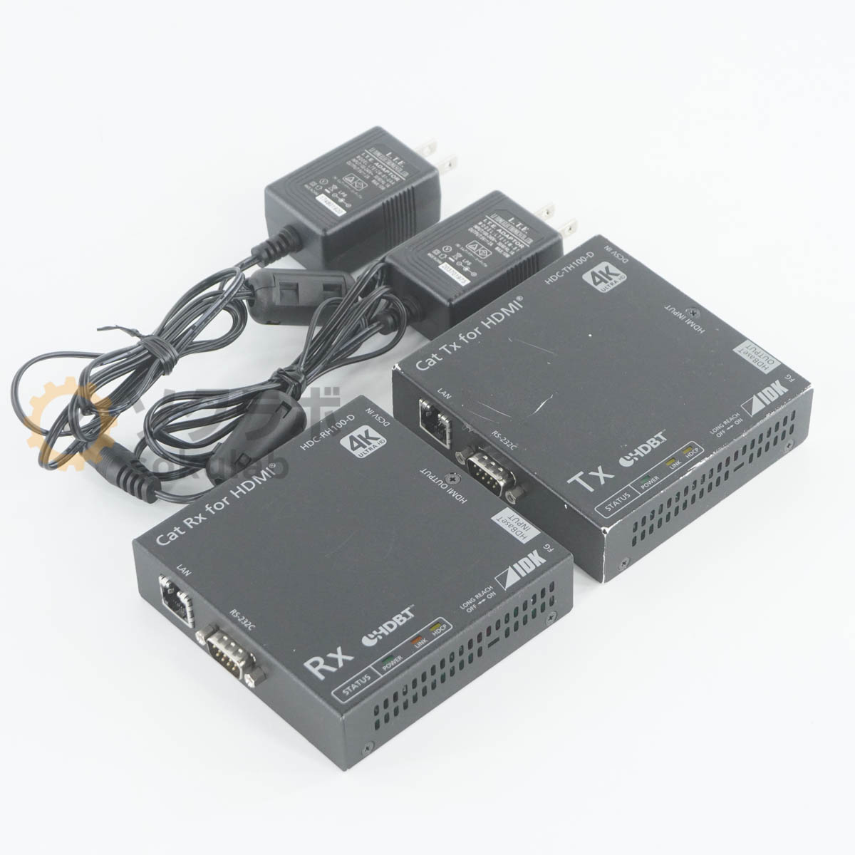 【中古】[PG]8日保証 セット IDK HDC-TH100-D HDC-RH100-D HDMI 4K@60対応 HDBaseT 送信器 受信器 送受信機 ACアダプター [07905-0014]
