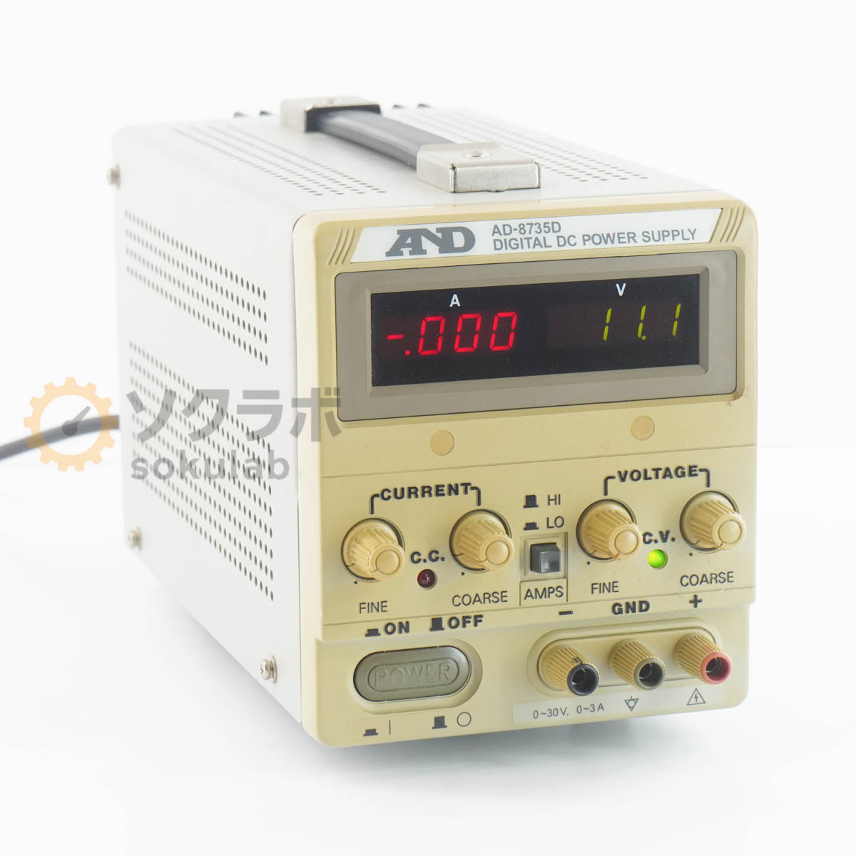 【中古】[DW]8日引きうける A＆D AD-8735D DIGITAL DC POWER SUPPLY DCワット数 直流ワット数 直流兼ね合い化ワット数 0~30V 0~3A ワット数吊りひも [08032-0002]