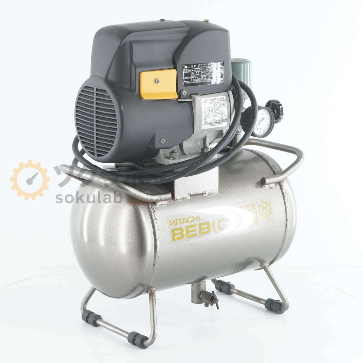 【中古】[PG]8日引き請ける HITACHI 0.2LE-5.0S 大気圏コンプレッサー 油絵の具無償性 ベビコン Air Compressor BEBICON 50/60サイクル [07848-0002]