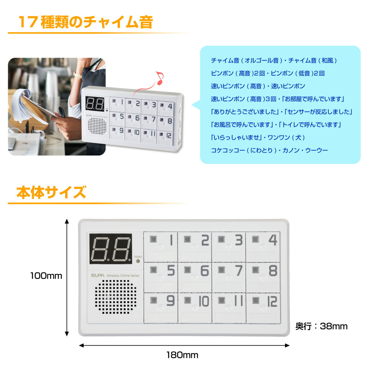 市場 エルパ 業務用12チャンネル 増設用 受信機 EWS-P70 ワイヤレスチャイム