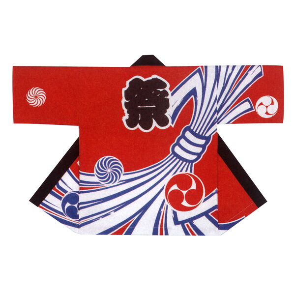 法被 半纏 半被 半天 袢天 化学反応染め (赤/白) 素っ気ない出どころ 祭文字記号にのしめ三つ巴 儀式用 お召しもの 大祭 祭禮 神輿 でき事 夏儀式用 秋祭り まつり はんてん はっぴ ハッピ 男女兼用