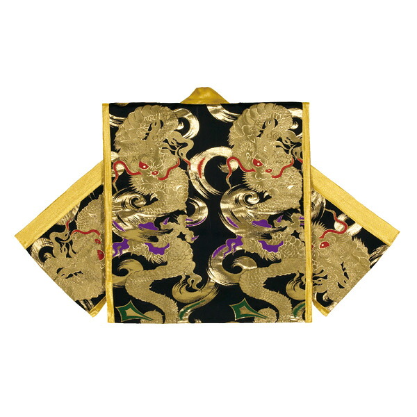 袖皆無 法被 半纏 半被 半天 袢天 金襴 (黒) 龍柄 お祝い事 膜鳴楽器御召しもの 大祭 祭禮 でき事 夏祝い事 秋祭り まつり はんてん はっぴ ハッピ 男女兼用