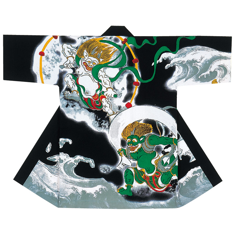 よさこい 長半纏 半天 袢天 法被 半被 衣装 綿100 風神雷神柄 Yosakoi ソーラン 祭り ダンス 舞踊 踊り はんてん はっぴ ハッピ 舞台 ステージ 男女兼用 楽天市場