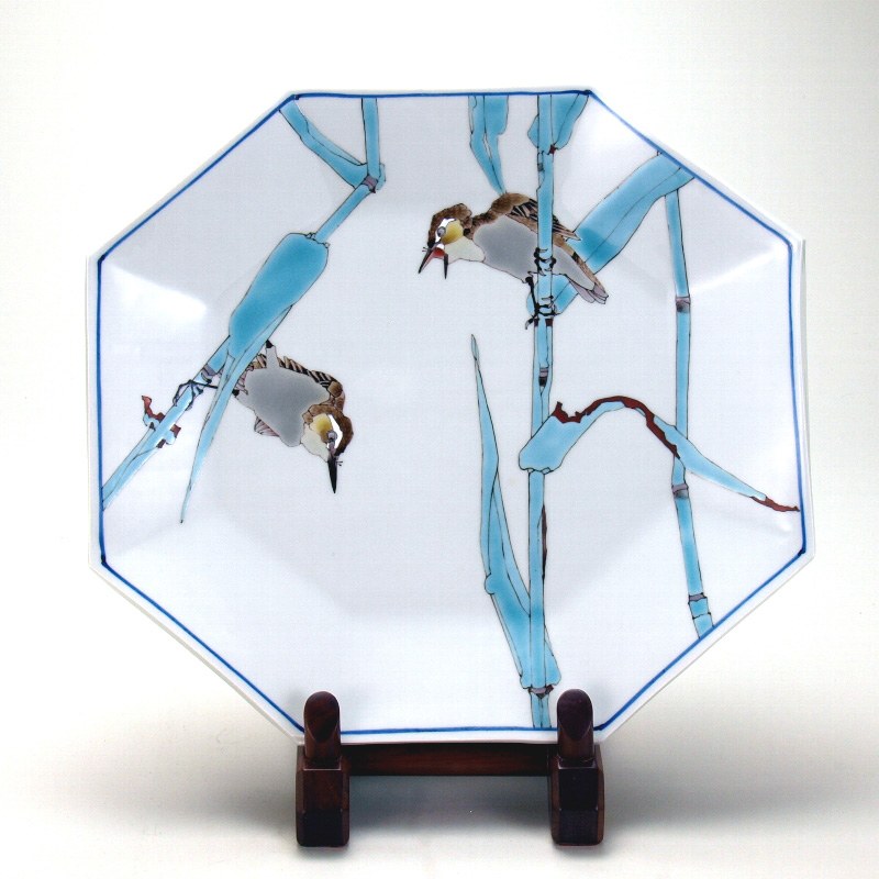 楽天市場】九谷焼 飾鉢 かわせみの図（皿立付）/武腰潤＜送料