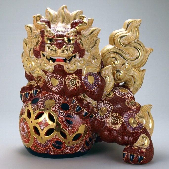 敬老の日 九谷焼 米寿 プレゼント 金婚式 13号立獅子 盛【陶器 法人ギフト 新築祝い 引越祝い 退職祝 結婚祝い 贈り物 ペア 夫婦 誕生日 退職祝い プレゼント 男性 古希 喜寿 祝い 】｜伝承「匠」
