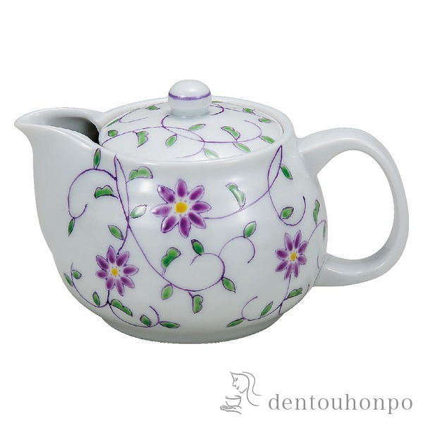 九谷焼 ポット急須 花唐草文 1個 網付 ( 母の日 早割 プレゼント 初任給 ティーポット お茶 セット 日本茶 おすすめ 九谷焼 結婚 出産 内祝い 引き出物 金婚式 誕生日プレゼント 還暦祝い 古希 喜寿 米寿 退職 定年 プレゼント お祝い お返し お礼 令和 両親 父 母 )