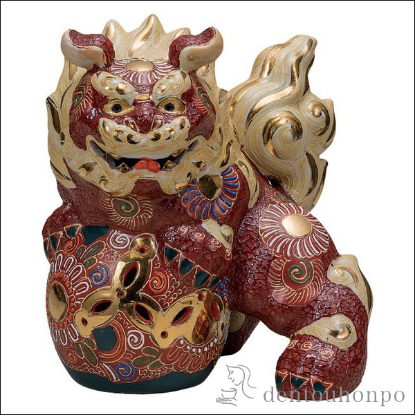 九谷焼の獅子 楽天市場】扇獅子 赤盛 5号 九谷焼／家の守り神／魔除けと開運パワー