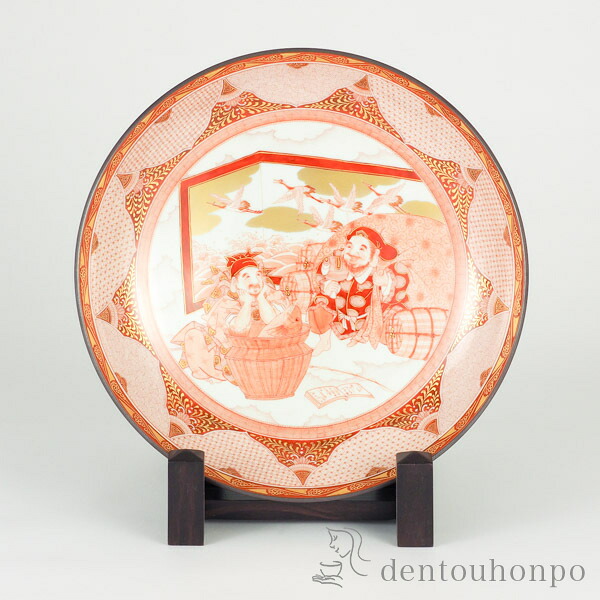 九谷焼 飾皿 赤絵恵比寿大黒 10号 押さえる品 ( 木箱名入れ有料 木札名入れ有料 飾りつけ 飾皿 照明ランプ 絵皿 差し上げ物 九谷焼 一緒になる 生み出すこと 内祝い 差し上げ物 金婚式 生まれ落ちる日差し上げ物 還暦祝賀会 古希 喜寿 米寿 退位 定年 差し上げ物 祝賀会 しっぺい返し 畏まり )