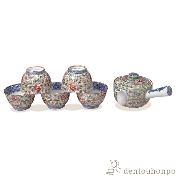 急須茶器揃 ヒワ花雲 お茶呑茶碗5客・急須1個セット ( 名入れ有料 茶器セット 急須 湯呑み 日本茶 中国茶 清水焼 京焼 結婚 出産 内祝い 引き出物 金婚式 誕生日プレゼント 還暦祝い 古希 喜寿 米寿 退職 定年 プレゼント お祝い お返し お礼 令和 両親 父 母 男性 )|伝統本舗