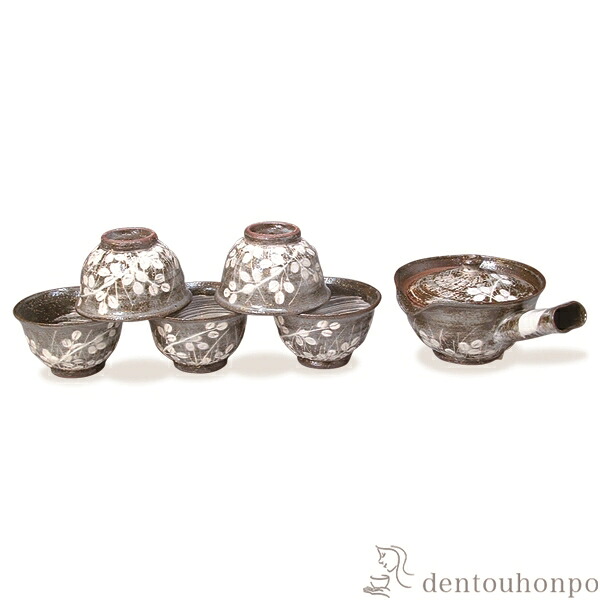 急須茶器揃 萩がさね お茶呑茶碗5客・急須1個セット ( 名入れ有料 茶器セット 急須 湯呑み 日本茶 中国茶 清水焼 京焼 結婚 出産 内祝い 引き出物 金婚式 誕生日プレゼント 還暦祝い 古希 喜寿 米寿 退職 定年 プレゼント お祝い お返し お礼 令和 両親 父 母 男性 )
