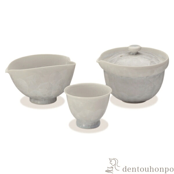小茶器揃 花結晶 白 宝瓶1個・さまし1個・碗5個セット ( 名入れ有料 茶器セット 急須 湯呑み 日本茶 中国茶 清水焼 京焼 結婚 出産 内祝い 引き出物 金婚式 誕生日プレゼント 還暦祝い 古希 喜寿 米寿 退職 定年 プレゼント お祝い お返し お礼 令和 両親 父 母 男性 )