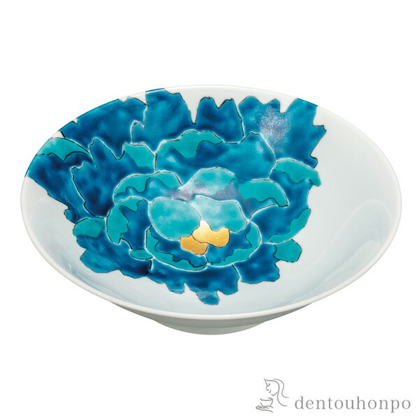 鉢 色絵青牡丹図 8号 和食 セット おつまみ 朝食 煮物 九谷焼 結婚 出産 内祝い 引き出物 金婚式 誕生日プレゼント 還暦祝い 古希 喜寿 米寿 退職 定年 プレゼント お祝い お返し お礼 21 令和 両親 父 母 男性 女性