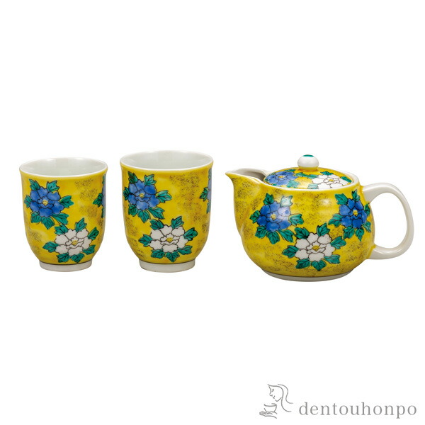 くつろぎ揃 吉田屋牡丹 夫婦湯呑・急須セット 茶こし網付き ( 母の日 早割 プレゼント 初任給 湯のみ 急須 ポット プレゼント 日本茶 九谷焼 結婚 出産 内祝い 引き出物 金婚式 誕生日プレゼント 還暦祝い 古希 喜寿 米寿 退職 定年 プレゼント お祝い お返し お礼 )