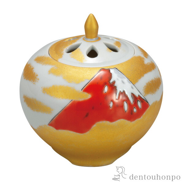 香炉 金雲赤富士 3号 木箱名入れ可 お香 線香 リラックス 仏具 人気 九谷焼 周年 創立 上場 竣工 上場 竣工 開店 事務所移転 開業 プレゼント お祝い お返し お礼 21 令和 海外 日本 取引先 法人 日本製 おすすめ おしゃれ