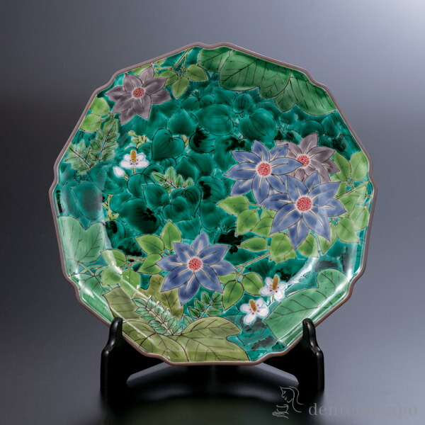 飾皿 初夏野 10号 皿立付 木札名入れ可 置物 飾皿 スタンド 絵皿 贈り物 九谷焼 結婚 出産 内祝い 引き出物 金婚式 誕生日プレゼント 還暦祝い 古希 喜寿 米寿 退職 定年 プレゼント お祝い お返し お礼 21 令和 両親 父 母