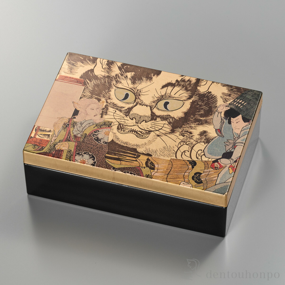 箔名画 アクセサリーボックス 化け猫 ( 箔一 退職祝い 定年 アクセサリー入れ 収納ボックス ケース BOX 宝物 金沢金箔 結婚 出産 内祝い 引き出物 金婚式 誕生日プレゼント 還暦祝い 古希 喜寿 米寿 退職 定年 プレゼント お祝い お返し お礼 令和 両親 父 母 男性 )