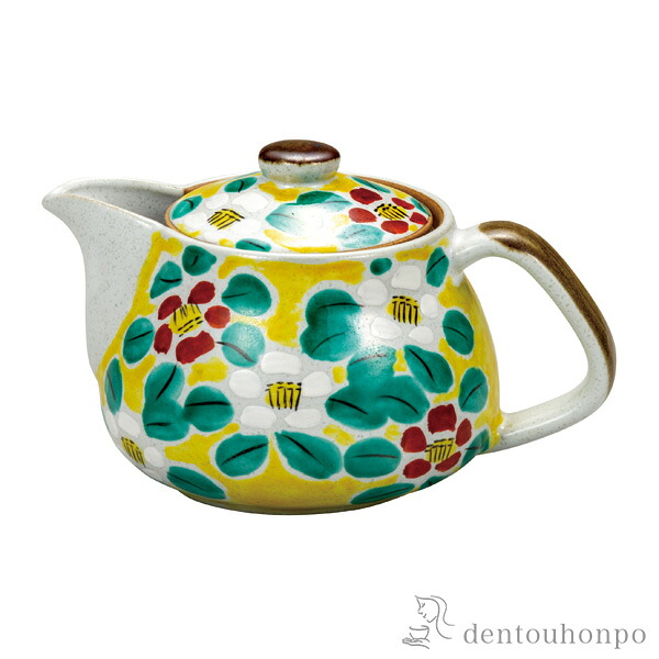 ポット急須 花模様 網付 ( 母の日 早割 プレゼント 初任給 ティーポット お茶 煎茶 日本茶 おすすめ 九谷焼 結婚 出産 内祝い 引き出物 金婚式 誕生日プレゼント 還暦祝い 古希 喜寿 米寿 退職 定年 プレゼント お祝い お返し お礼 令和 両親 父 母 男性 女性 日本製 )