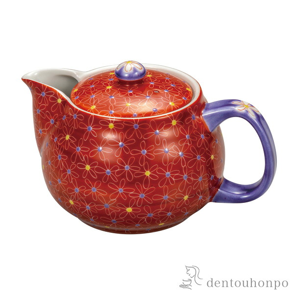ポット急須 朱巻小花 網付 ( 父の日 差し上げ物 ティーポット 茶の葉 煎茶 日本茶 おすすめ 九谷焼 一緒になる 生み出すこと 内祝い 差し上げ物 金婚式 生まれ落ちる日差し上げ物 還暦御祝い 古希 喜寿 米寿 隠居 定年 差し上げ物 御祝い しっぺい返し 畏まり 令和 両親 父 母 成人男性 御上さん 日本製 )
