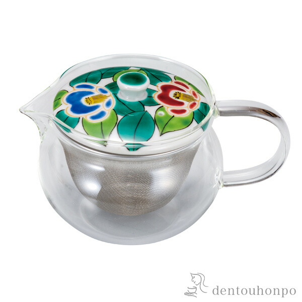 九谷和 ポット NAGOMI POT 色絵椿 茶こし付 ( 紅茶 ハーブティー 日本茶 ティーライフ 人気 九谷焼 結婚 出産 内祝い 引き出物 金婚式 誕生日プレゼント 還暦祝い 古希 喜寿 米寿 退職 定年 プレゼント お祝い お返し お礼 令和 両親 父 母 男性 女性 日本製 おすすめ )｜伝統本舗