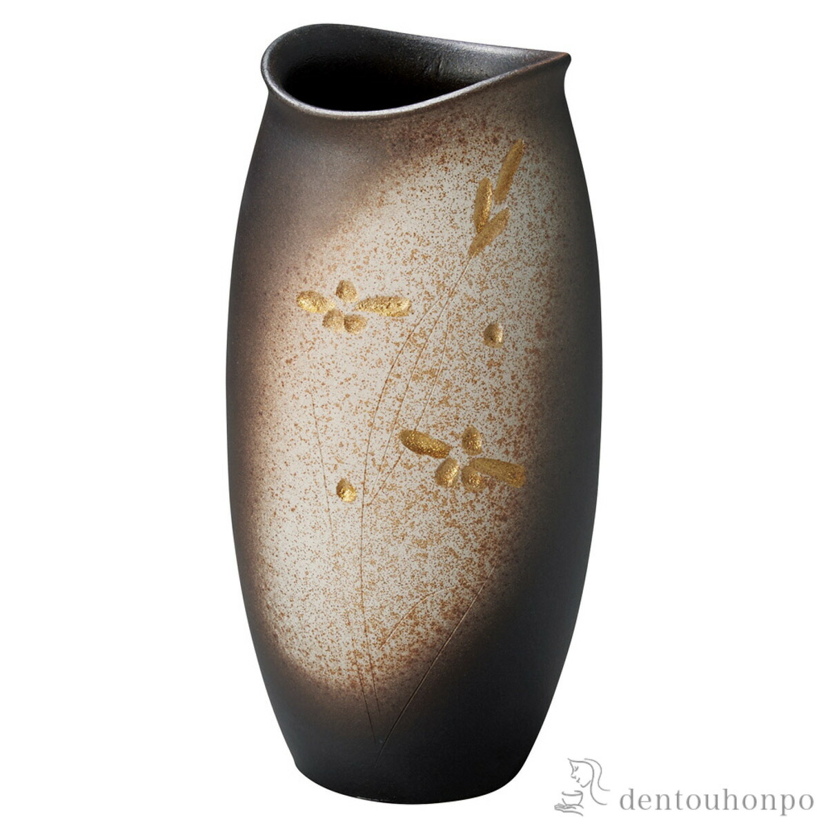 【信楽焼】金彩花絵長花入 信楽焼】金彩花絵長花入 信楽焼】金彩花絵長花入