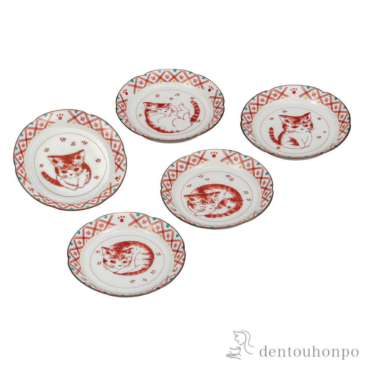 皿揃 赤絵こねこ 3.2号 ( 母の日 早割 プレゼント 初任給 プレート 醤油皿 豆皿 和食 洋食 九谷焼 結婚 出産 内祝い 引き出物 金婚式 誕生日プレゼント 還暦祝い 古希 喜寿 米寿 退職 定年 プレゼント お祝い お返し お礼 令和 両親 父 母 男性 女性 日本製 おすすめ )