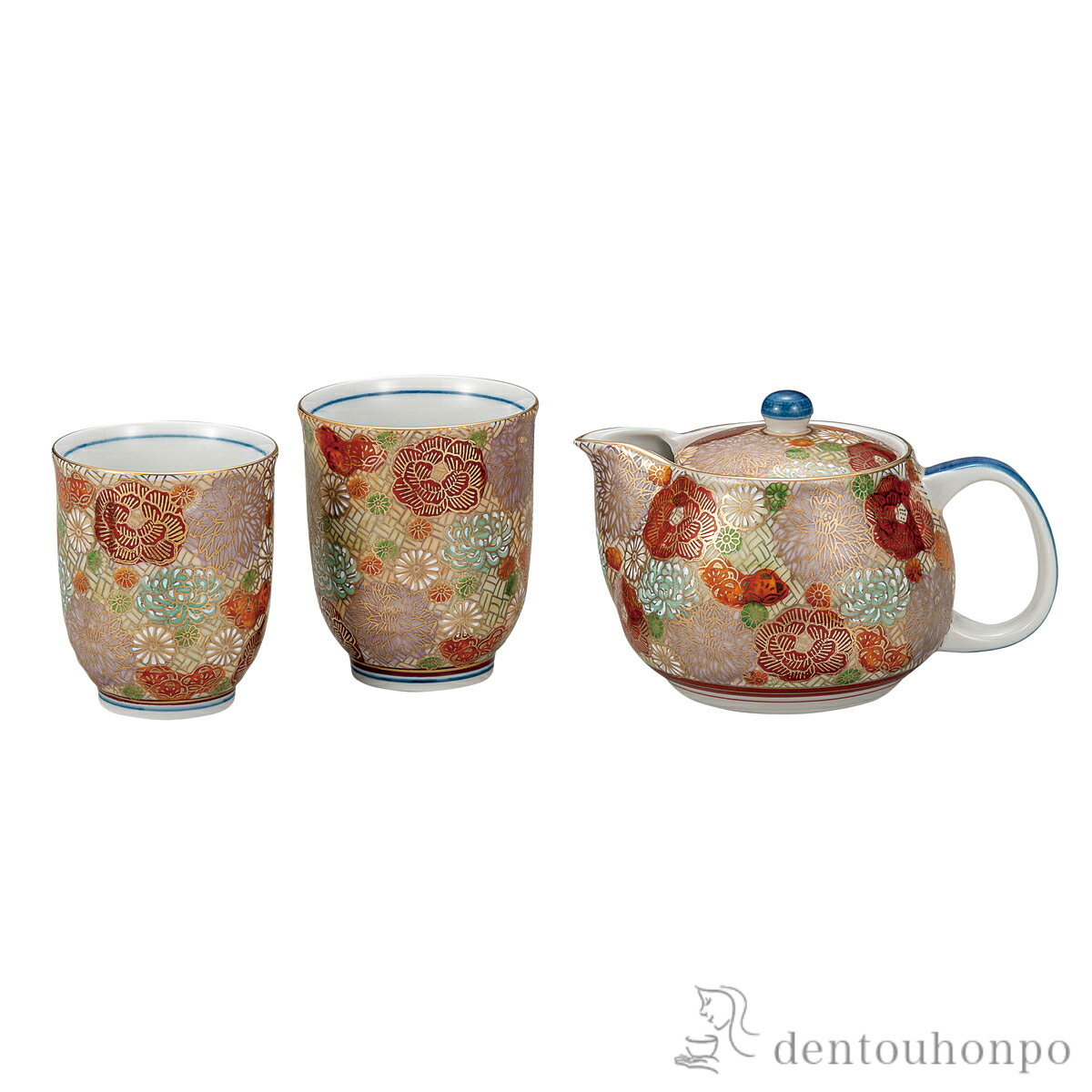 くつろぎ揃 花詰 茶こし網付 ( 母の日 早割 プレゼント 初任給 湯のみ 急須 ポット プレゼント 日本茶 九谷焼 結婚 出産 内祝い 引き出物 金婚式 誕生日プレゼント 還暦祝い 古希 喜寿 米寿 退職 定年 プレゼント お祝い お返し お礼 令和 両親 父 母 男性 女性 日本製 )
