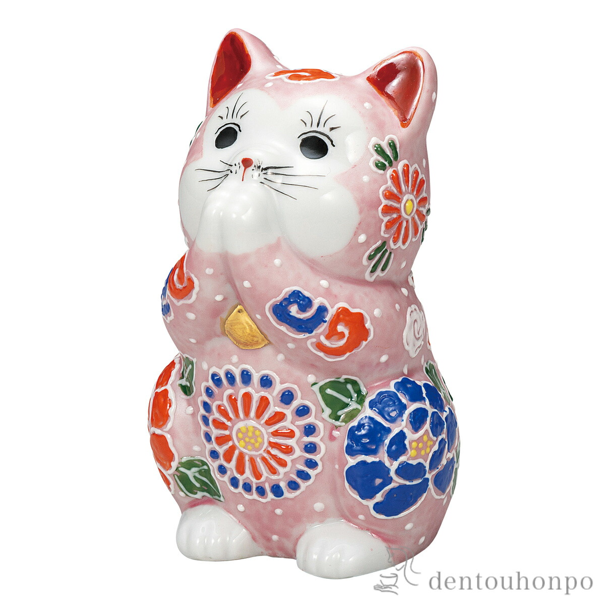 お祈り猫 桃盛 2.7号 ( 退職祝い 定年 置物 幸運 開運 まねきねこ 風水 九谷焼 結婚 出産 内祝い 引き出物 金婚式 誕生日プレゼント 還暦祝い 古希 喜寿 米寿 退職 定年 プレゼント お祝い お返し お礼 令和 両親 父 母 男性 女性 日本製 おすすめ おしゃれ かわいい )