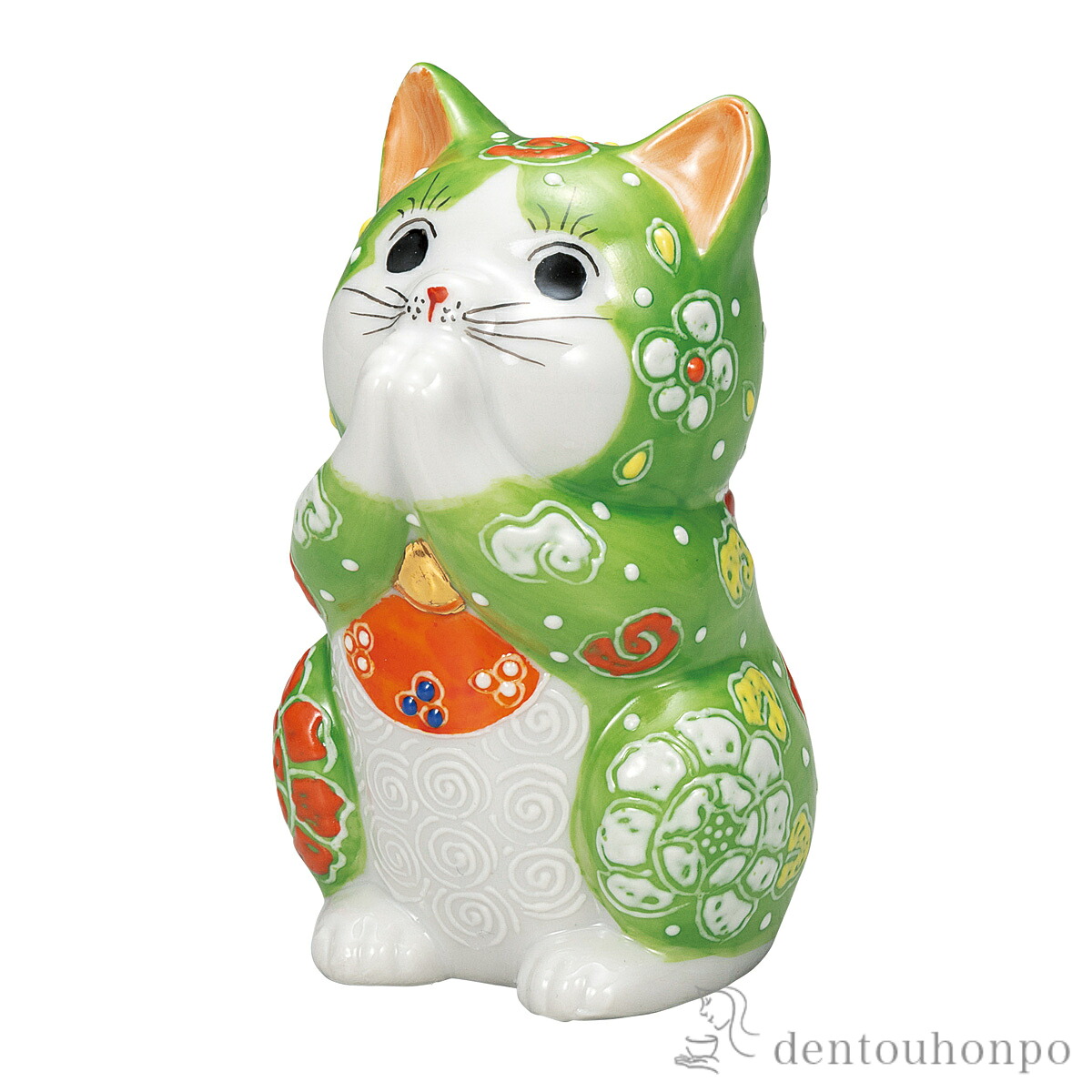 お祈り猫 ひわ盛 3.2号 ( 母の日 早割 プレゼント 初任給 置物 幸運 開運 まねきねこ 風水 九谷焼 結婚 出産 内祝い 引き出物 金婚式 誕生日プレゼント 還暦祝い 古希 喜寿 米寿 退職 定年 プレゼント お祝い お返し お礼 令和 両親 父 母 男性 女性 日本製 おすすめ )