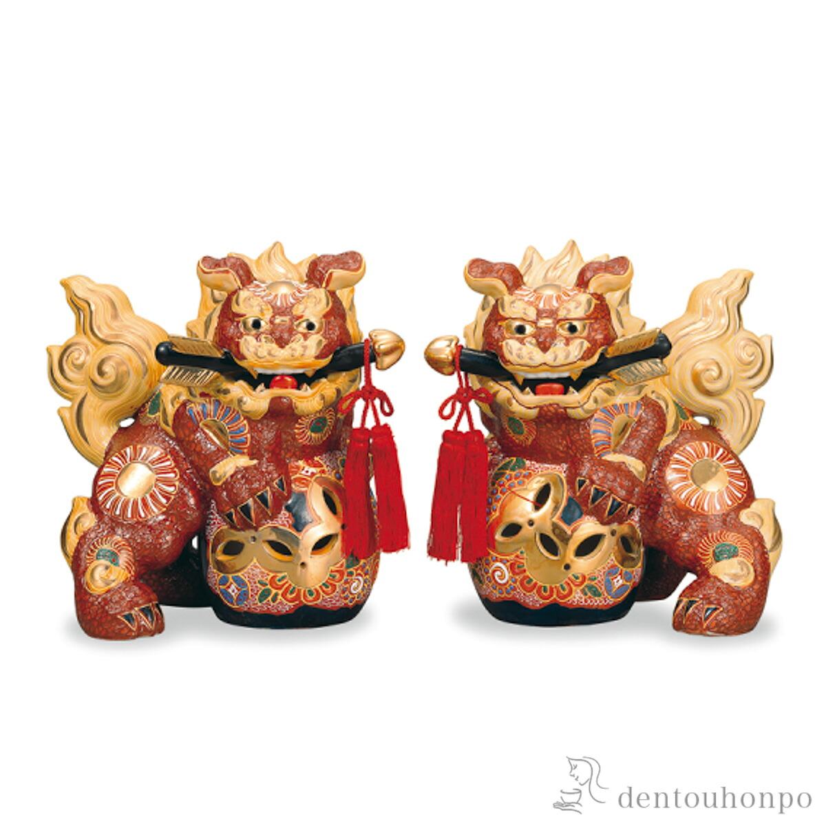 破魔矢対獅子 盛 6.5号 ( 木札名入れ有料 置物 玄関 受付 風水 幸運 九谷焼 結婚 出産 内祝い 引き出物 金婚式 誕生日プレゼント 還暦祝い 古希 喜寿 米寿 退職 定年 プレゼント お祝い お返し お礼 令和 両親 父 母 男性 女性 日本製 おすすめ おしゃれ かわいい 可愛い )