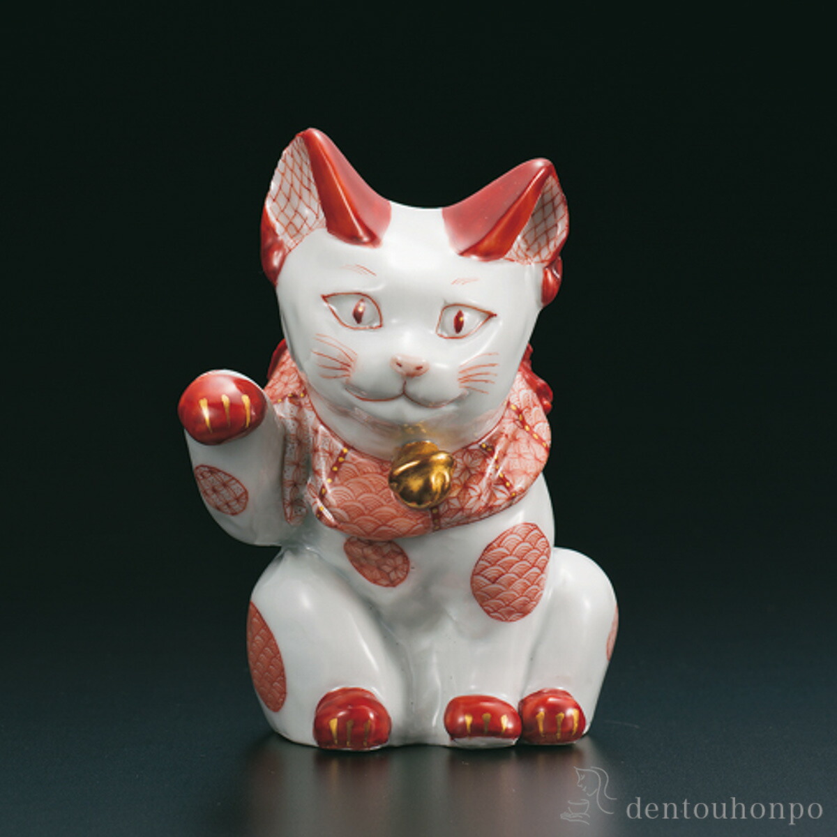 招き猫 赤絵細描丸紋 4号 ( 木箱名入れ有料 木札名入れ有料 置物 幸運 開運 まねきねこ 風水 九谷焼 結婚 出産 内祝い 引き出物 金婚式 誕生日プレゼント 還暦祝い 古希 喜寿 米寿 退職 定年 プレゼント お祝い お返し お礼 令和 両親 父 母 男性 女性 日本製 おすすめ )