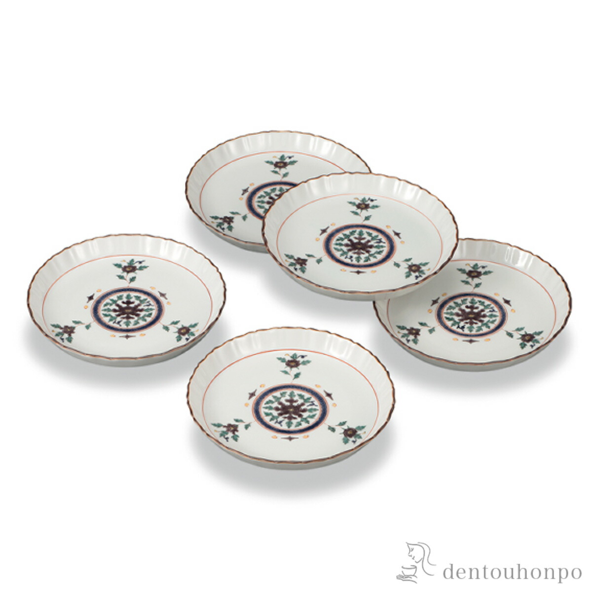 皿揃 色絵牡丹 5号 5枚セット ( 母の日 早割 プレゼント 初任給 和食器セット お皿 揃える 食器 和食 九谷焼 結婚 出産 内祝い 引き出物 金婚式 誕生日プレゼント 還暦祝い 古希 喜寿 米寿 退職 定年 プレゼント お祝い お返し お礼 令和 両親 父 母 男性 女性 )