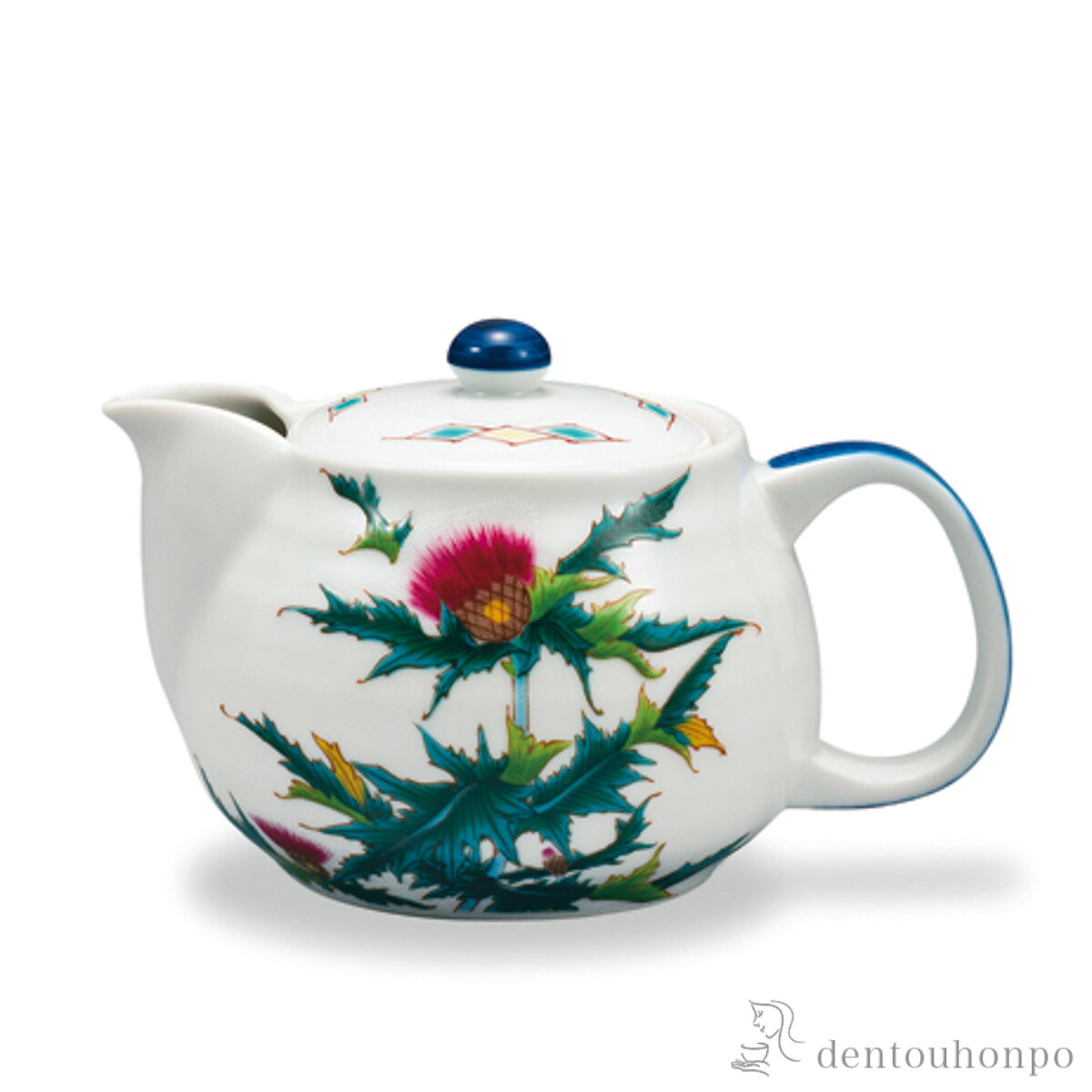 ポット急須 12か月の花 薊（9月） 茶こし付 ( 母の日 早割 プレゼント 初任給 ティーポット お茶 煎茶 日本茶 おすすめ 九谷焼 結婚 出産 内祝い 引き出物 金婚式 誕生日プレゼント 還暦祝い 古希 喜寿 米寿 退職 定年 プレゼント お祝い お返し お礼 令和 両親 父 )