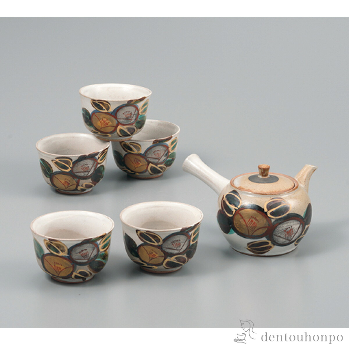 茶器揃 金銀彩山茶花 ( 母の日 早割 プレゼント 初任給 茶器セット 急須 湯呑み 日本茶 中国茶 九谷焼 結婚 出産 内祝い 引き出物 金婚式 誕生日プレゼント 還暦祝い 古希 喜寿 米寿 退職 定年 プレゼント お祝い お返し お礼 令和 両親 父 母 男性 女性 日本製 おすすめ )