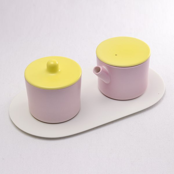 S＆B Milk Can ＆ Sugar Can ＆ Platter Set Light Yellow／Light pink ( 1616 / arita japan 退職祝い 定年 ガラス クリーマー シュガーポット 醤油 おすすめ 有田焼 結婚 出産 内祝い 引き出物 金婚式 誕生日プレゼント 還暦祝い 古希 喜寿 米寿 退職 定年 )