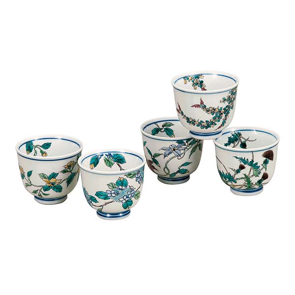 九谷焼 汲出揃 草花絵変り ( 母の日 早割 プレゼント 初任給 湯呑み 湯のみ 湯飲み 来客用 陶器 九谷焼 結婚 出産 内祝い 引き出物 金婚式 誕生日プレゼント 還暦祝い 古希 喜寿 米寿 退職 定年 プレゼント お祝い お返し お礼 令和 両親 父 母 男性 女性 日本製 )