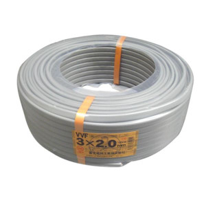 YAZAKI VVF2.0mm-3C(VVF3×2.0)灰 赤白黒 1巻100m 【公式通販】
