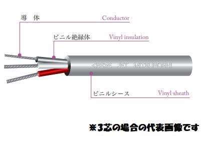 三ツ星 VCTF 2SQ×2C 100m巻 薄墨色 キャブタイヤケーブル 300V 有線テレビ 電話線 VCTF 2芯 勘定書き受け入れ書能力のある