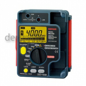 三和電気計器 絶縁抵抗計 デジタル 防塵防滴(IP54)設計 自動放電機能 3レンジ式 定格電圧:500/250/125V 抵抗測定:4000MΩ MG500